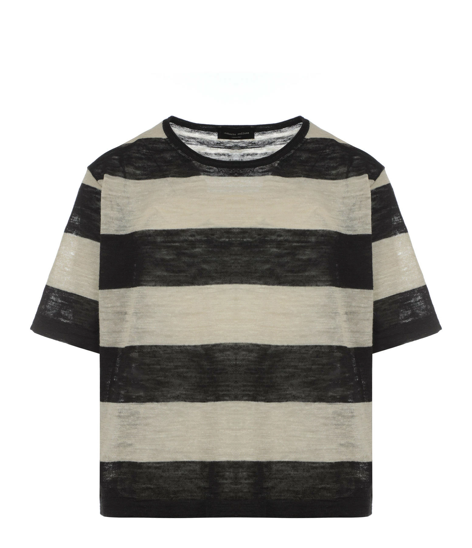ROBERTO COLLINA Tee-shirt Lin Rayures Noir Blanc 3 ROBERTO COLLINA Tee-shirt Lin Rayures Noir Blanc