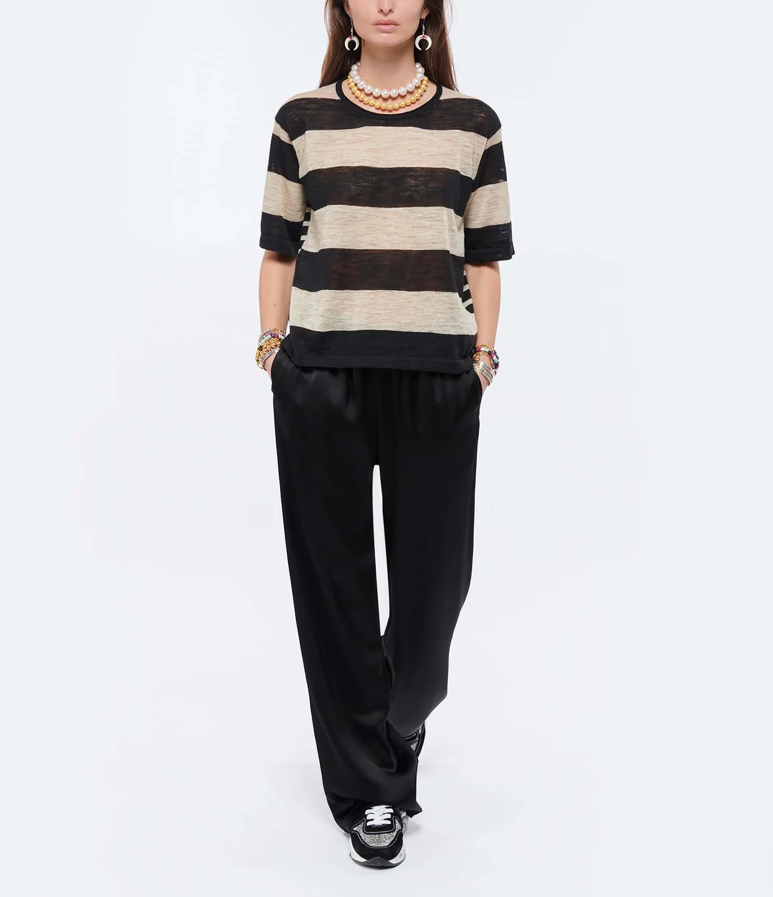 ROBERTO COLLINA Tee-shirt Lin Rayures Noir Blanc 5 ROBERTO COLLINA Tee-shirt Lin Rayures Noir Blanc – Image 3