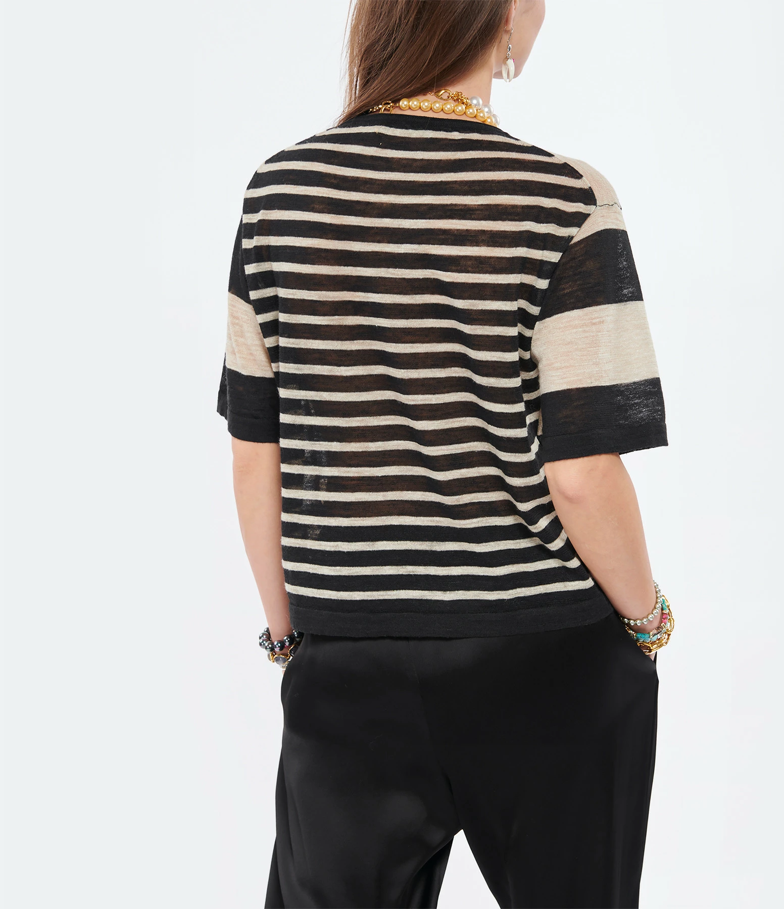 ROBERTO COLLINA Tee-shirt Lin Rayures Noir Blanc 6 ROBERTO COLLINA Tee-shirt Lin Rayures Noir Blanc – Image 4