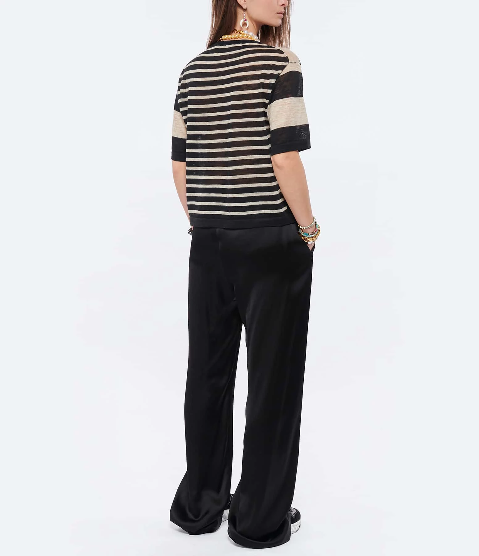 ROBERTO COLLINA Tee-shirt Lin Rayures Noir Blanc 7 ROBERTO COLLINA Tee-shirt Lin Rayures Noir Blanc – Image 5