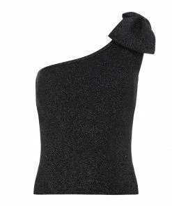 TARA JARMON Top Prescillia Noir Argent Métallisé