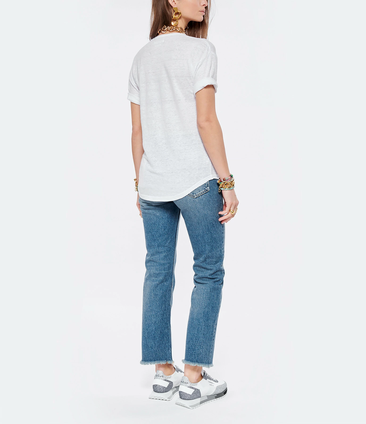 ISABEL MARANT ÉTOILE Tee-shirt Koldi Lin Blanc Bleu 7 ISABEL MARANT ÉTOILE Tee-shirt Koldi Lin Blanc Bleu – Image 5
