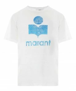 ISABEL MARANT ÉTOILE Tee-shirt Zewel Lin Blanc Bleu