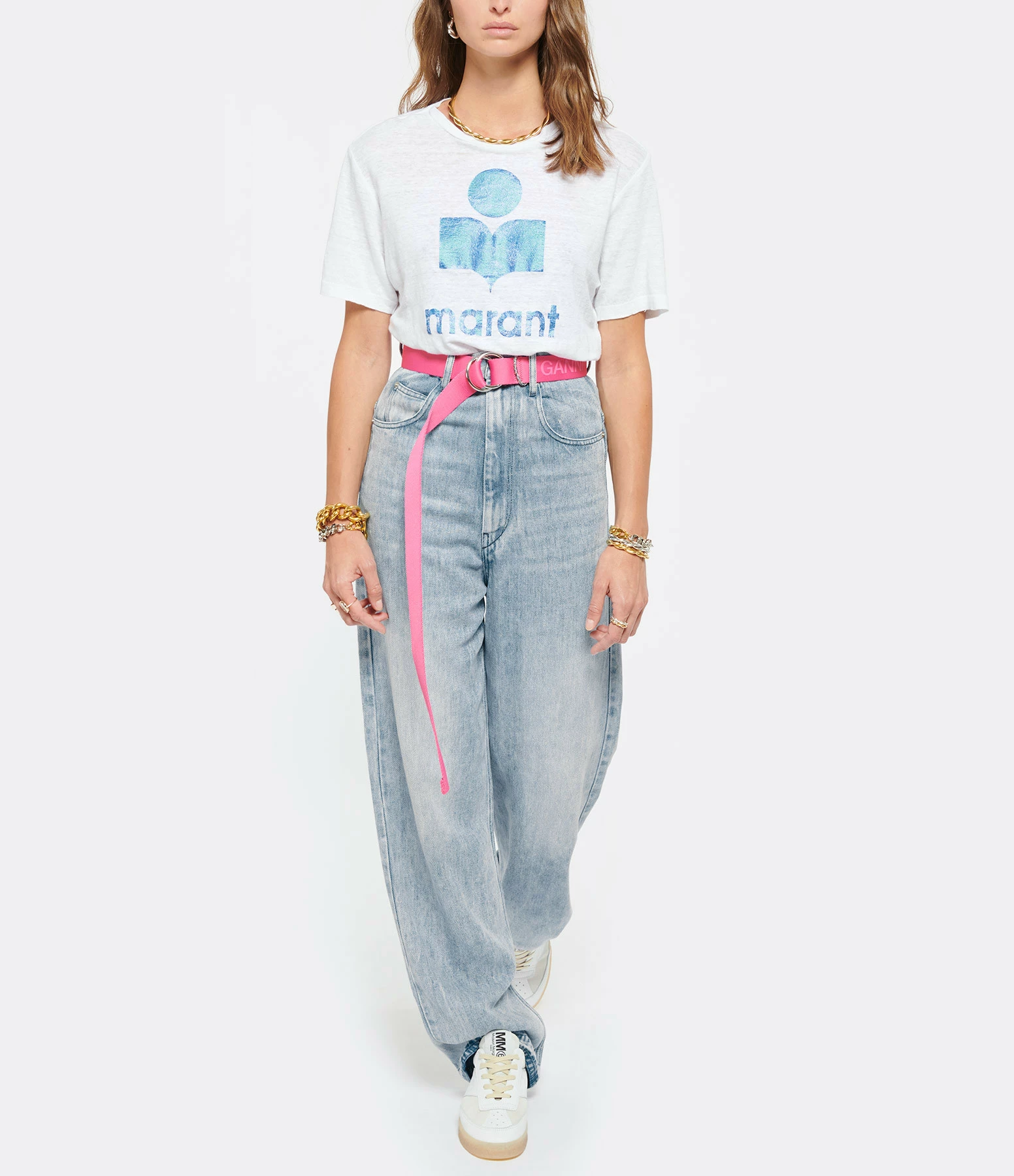ISABEL MARANT ÉTOILE Tee-shirt Zewel Lin Blanc Bleu 6 ISABEL MARANT ÉTOILE Tee-shirt Zewel Lin Blanc Bleu – Image 4