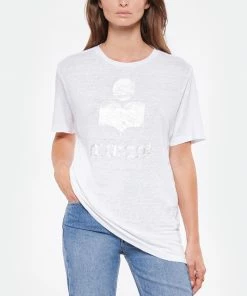 ISABEL MARANT ÉTOILE Tee-shirt Zewel Lin Blanc Argenté -Boutique MAJESTIC FILATURES unnamed file 3999