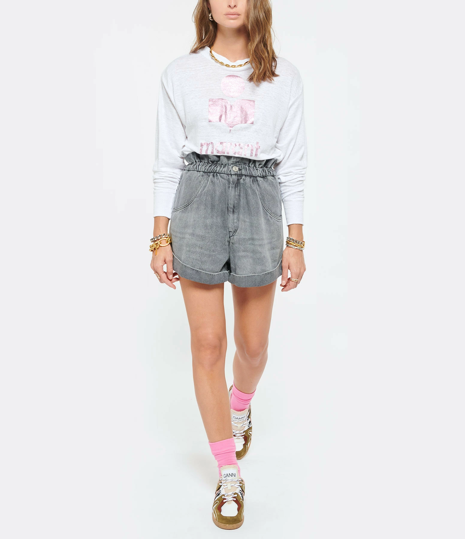 ISABEL MARANT ÉTOILE Tee-shirt Klowia Lin Blanc Rose 6 ISABEL MARANT ÉTOILE Tee-shirt Klowia Lin Blanc Rose – Image 4