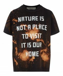 GOLDEN GOOSE Tee-shirt Golden Sérigraphie Coton Marron