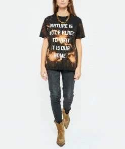 GOLDEN GOOSE Tee-shirt Golden Sérigraphie Coton Marron -Boutique MAJESTIC FILATURES unnamed file 4029