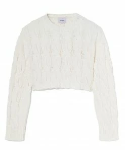 HALFBOY Pull Crew Cable Laine Crème