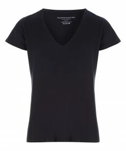 MAJESTIC FILATURES Tee-shirt Julia Col V Coton Noir