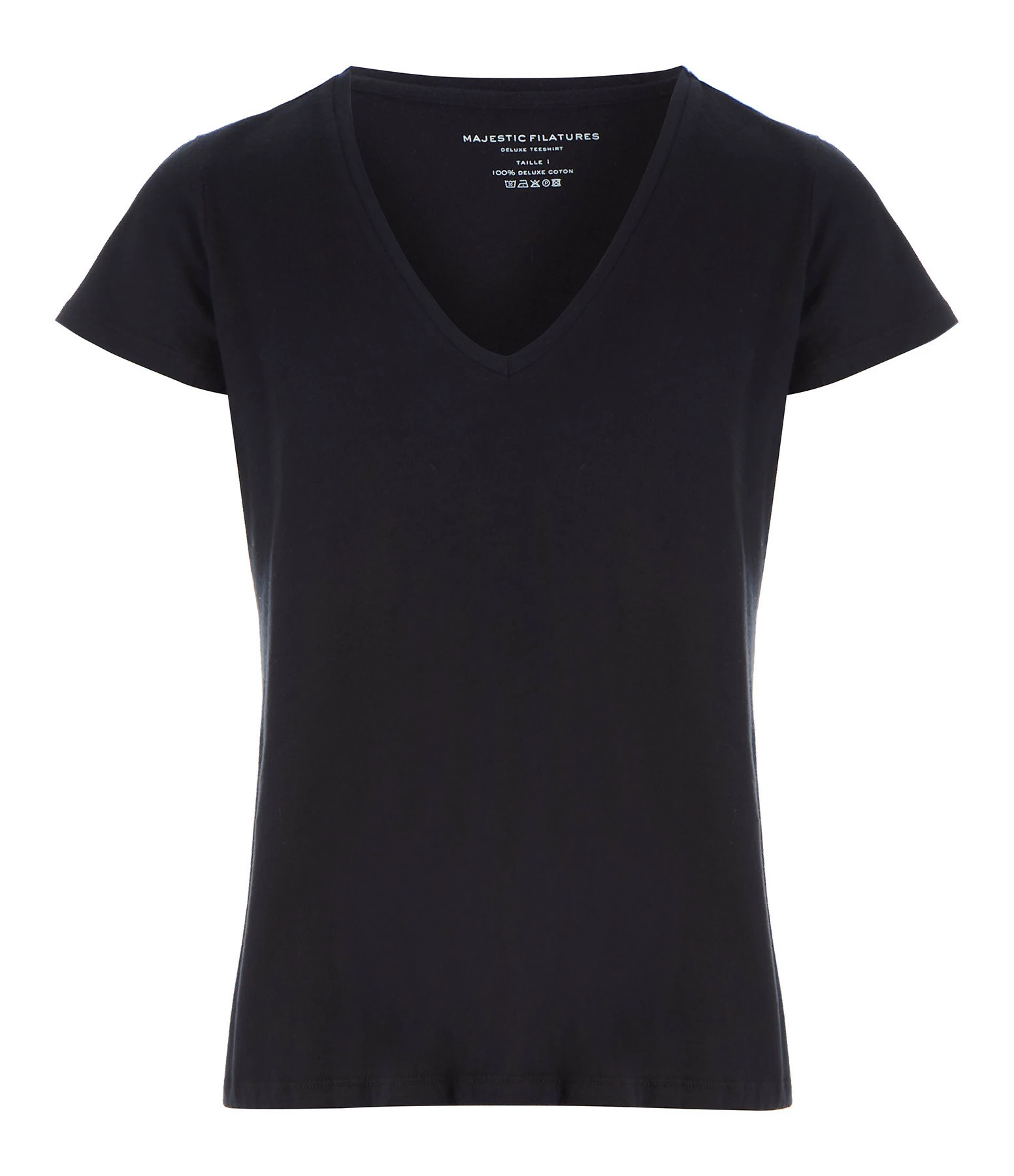MAJESTIC FILATURES Tee-shirt Julia Col V Coton Noir 3 MAJESTIC FILATURES Tee-shirt Julia Col V Coton Noir