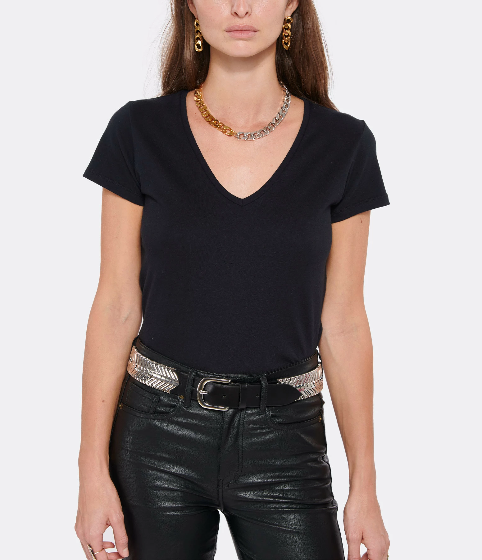 MAJESTIC FILATURES Tee-shirt Julia Col V Coton Noir 5 MAJESTIC FILATURES Tee-shirt Julia Col V Coton Noir – Image 3