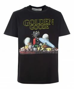 GOLDEN GOOSE Tee-shirt Golden Coton Noir