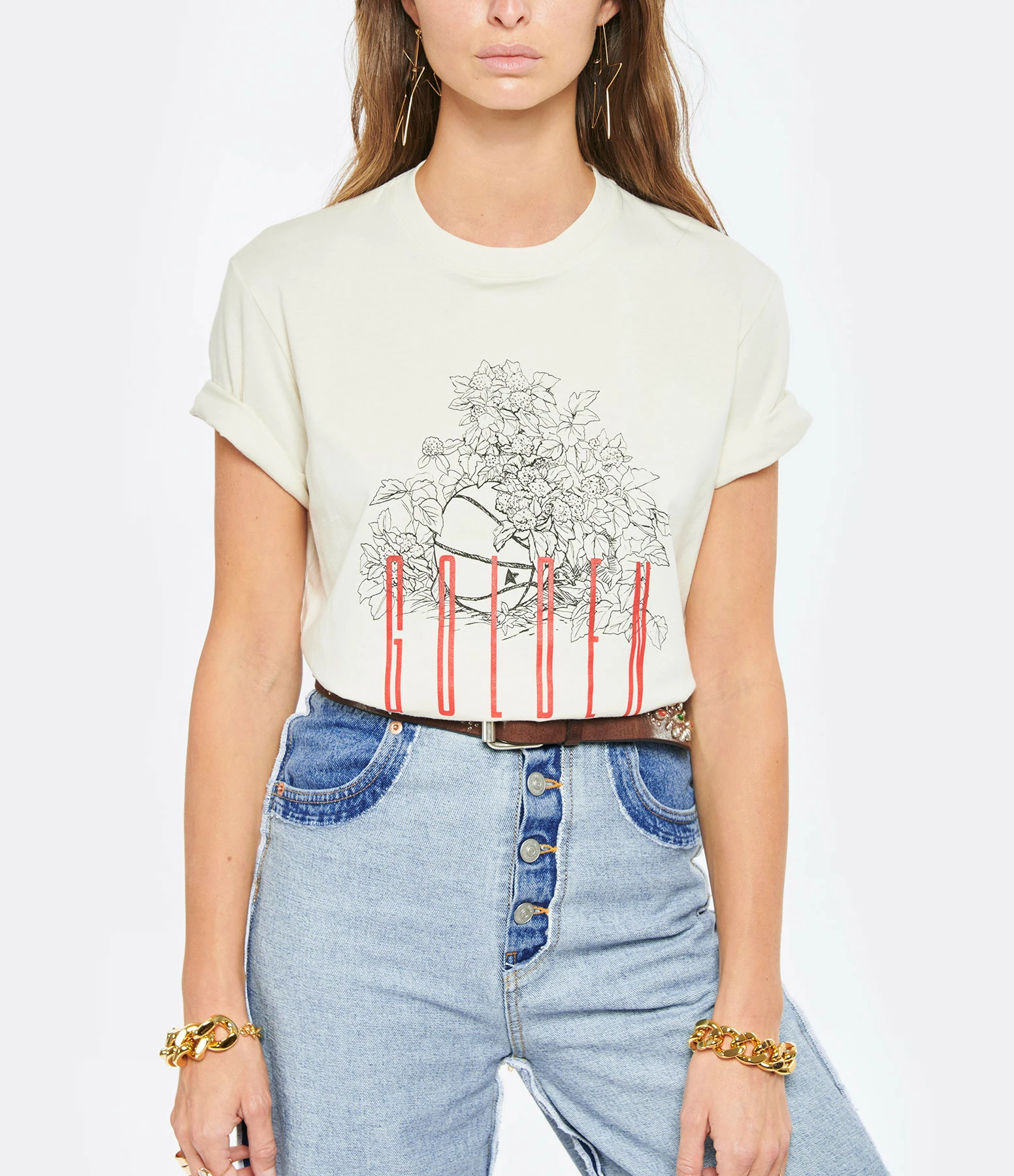 GOLDEN GOOSE Tee-shirt Golden Coton Blanc 5 GOLDEN GOOSE Tee-shirt Golden Coton Blanc – Image 3