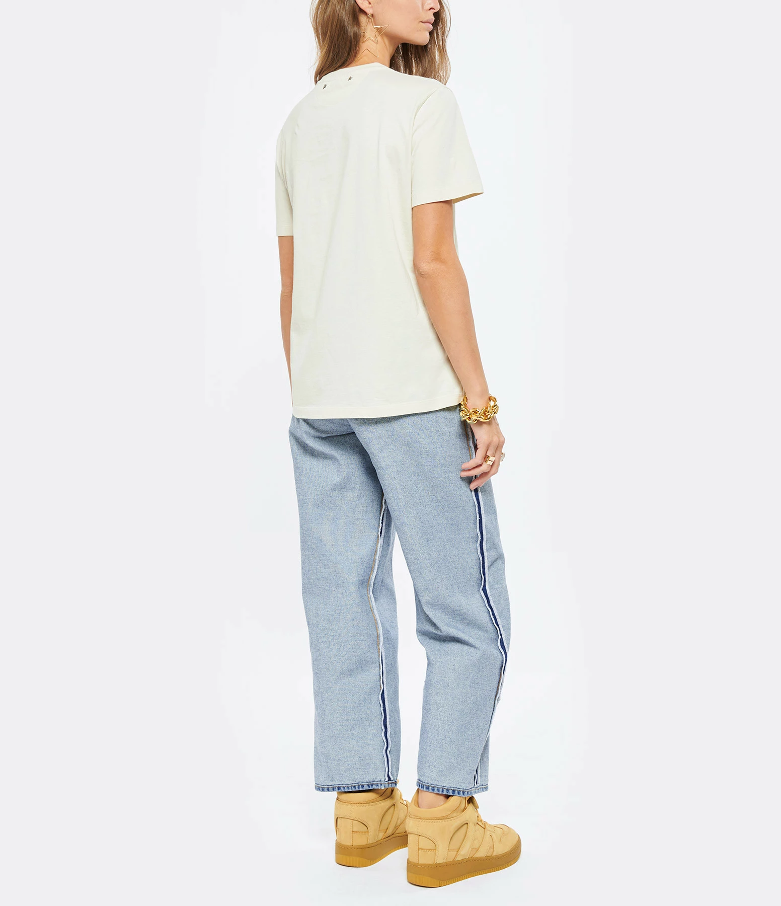 GOLDEN GOOSE Tee-shirt Golden Coton Blanc 6 GOLDEN GOOSE Tee-shirt Golden Coton Blanc – Image 4