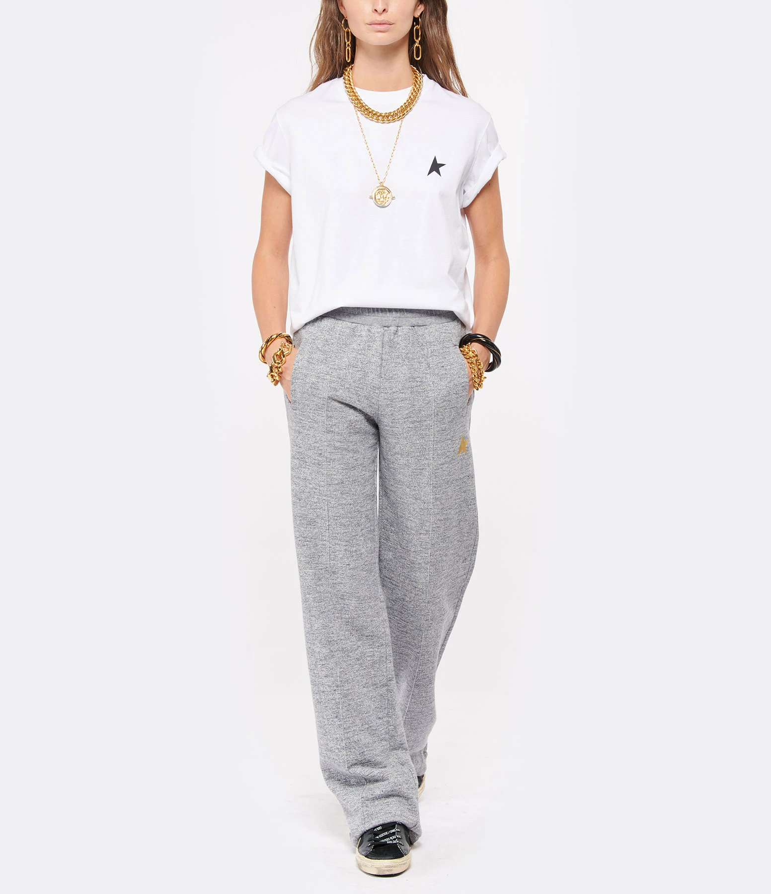GOLDEN GOOSE Tee-shirt Étoile Coton Blanc Noir 6 GOLDEN GOOSE Tee-shirt Étoile Coton Blanc Noir – Image 4