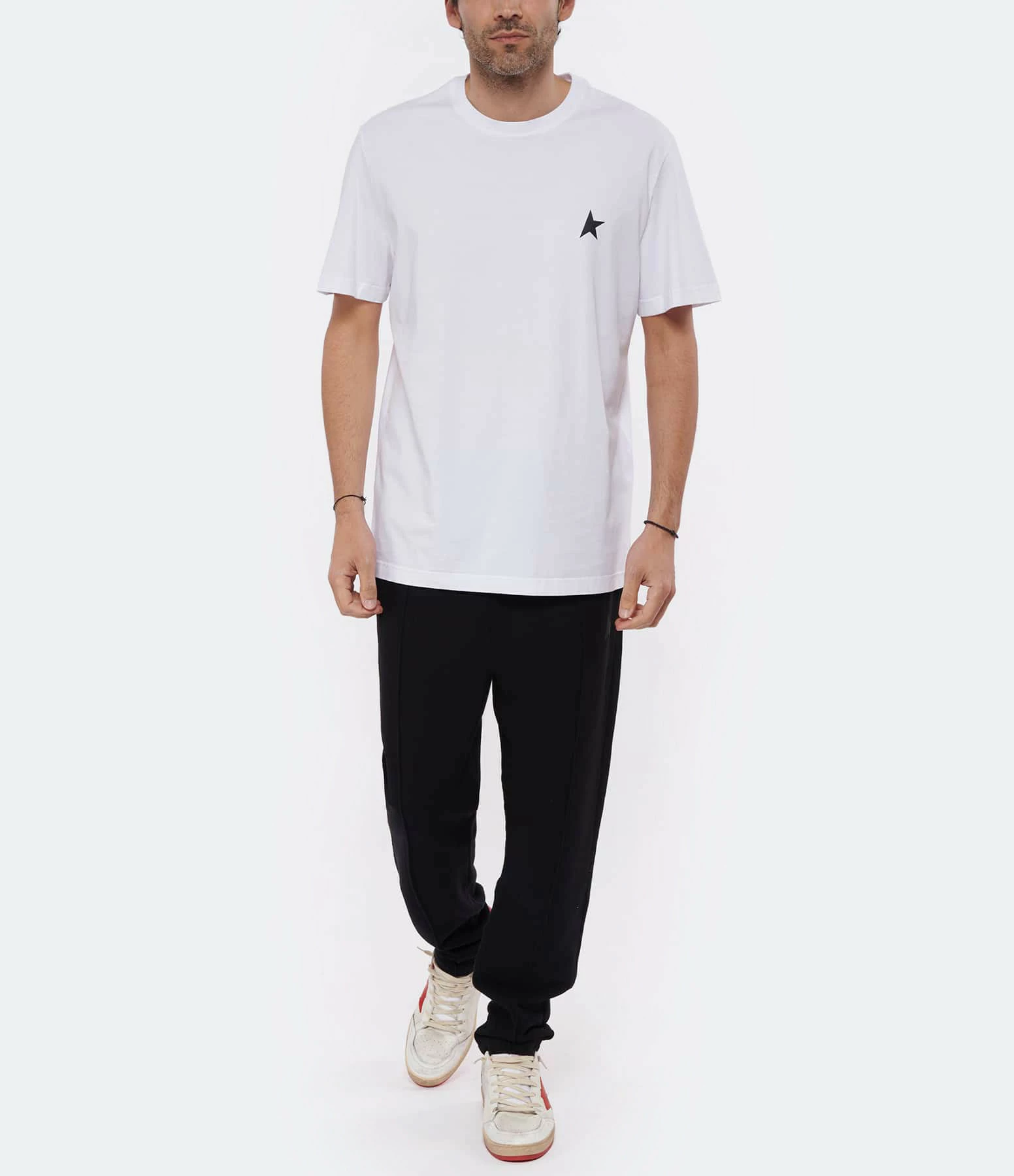 GOLDEN GOOSE Tee-shirt Homme Étoile Coton Blanc Noir 6 GOLDEN GOOSE Tee-shirt Homme Étoile Coton Blanc Noir – Image 4
