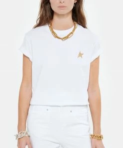 GOLDEN GOOSE Tee-shirt Étoile Coton Blanc Doré -Boutique MAJESTIC FILATURES unnamed file 4094