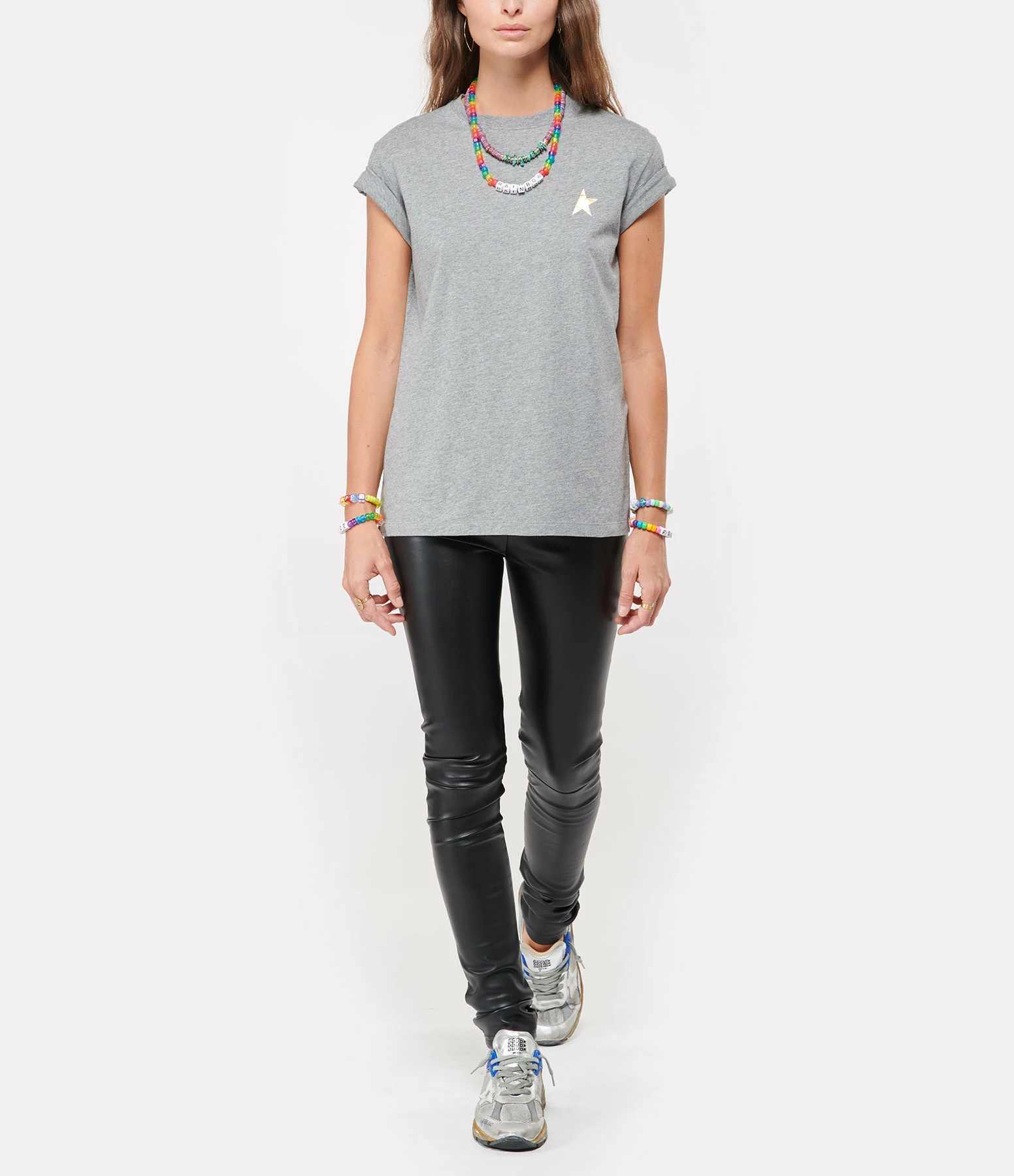 GOLDEN GOOSE Tee-shirt Étoile Coton Gris Doré 6 GOLDEN GOOSE Tee-shirt Étoile Coton Gris Doré – Image 4