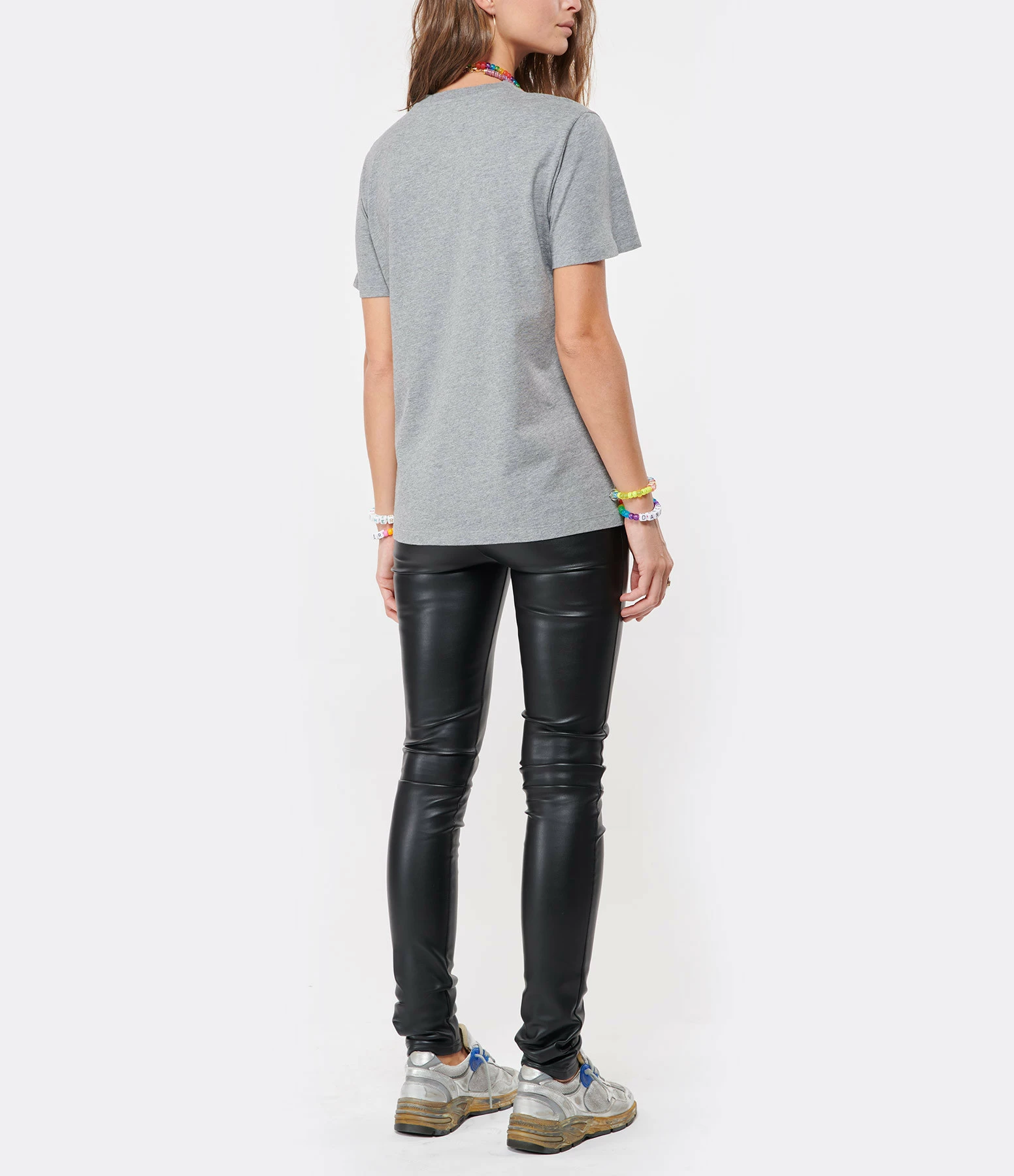 GOLDEN GOOSE Tee-shirt Étoile Coton Gris Doré 7 GOLDEN GOOSE Tee-shirt Étoile Coton Gris Doré – Image 5