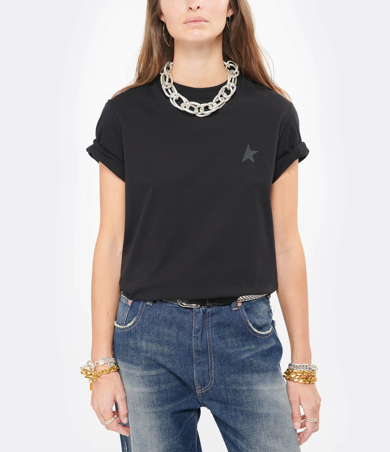 GOLDEN GOOSE Tee-shirt Étoile Coton Noir 5 GOLDEN GOOSE Tee-shirt Étoile Coton Noir – Image 3