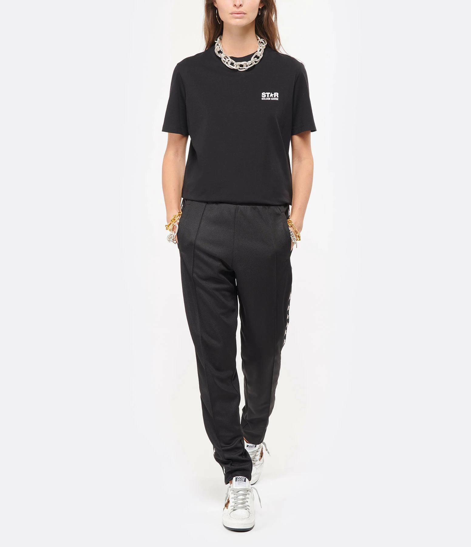 GOLDEN GOOSE Tee-shirt Big Star Coton Noir Blanc 8 GOLDEN GOOSE Tee-shirt Big Star Coton Noir Blanc – Image 6
