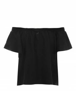 JEANNE VOULAND Top Daisie Bardot Lin Lavé Noir