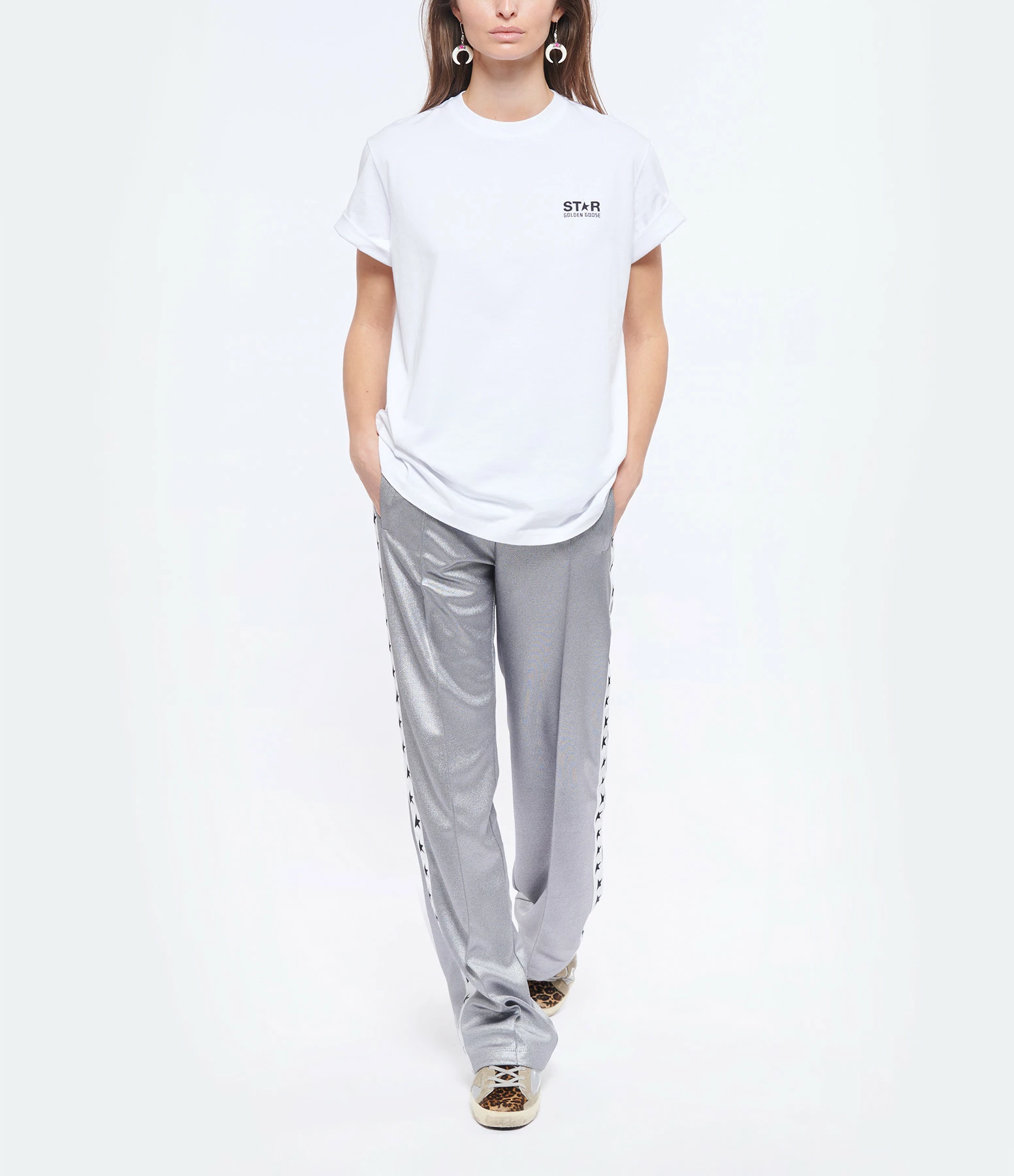GOLDEN GOOSE Tee-shirt Big Star Coton Blanc Noir 7 GOLDEN GOOSE Tee-shirt Big Star Coton Blanc Noir – Image 5