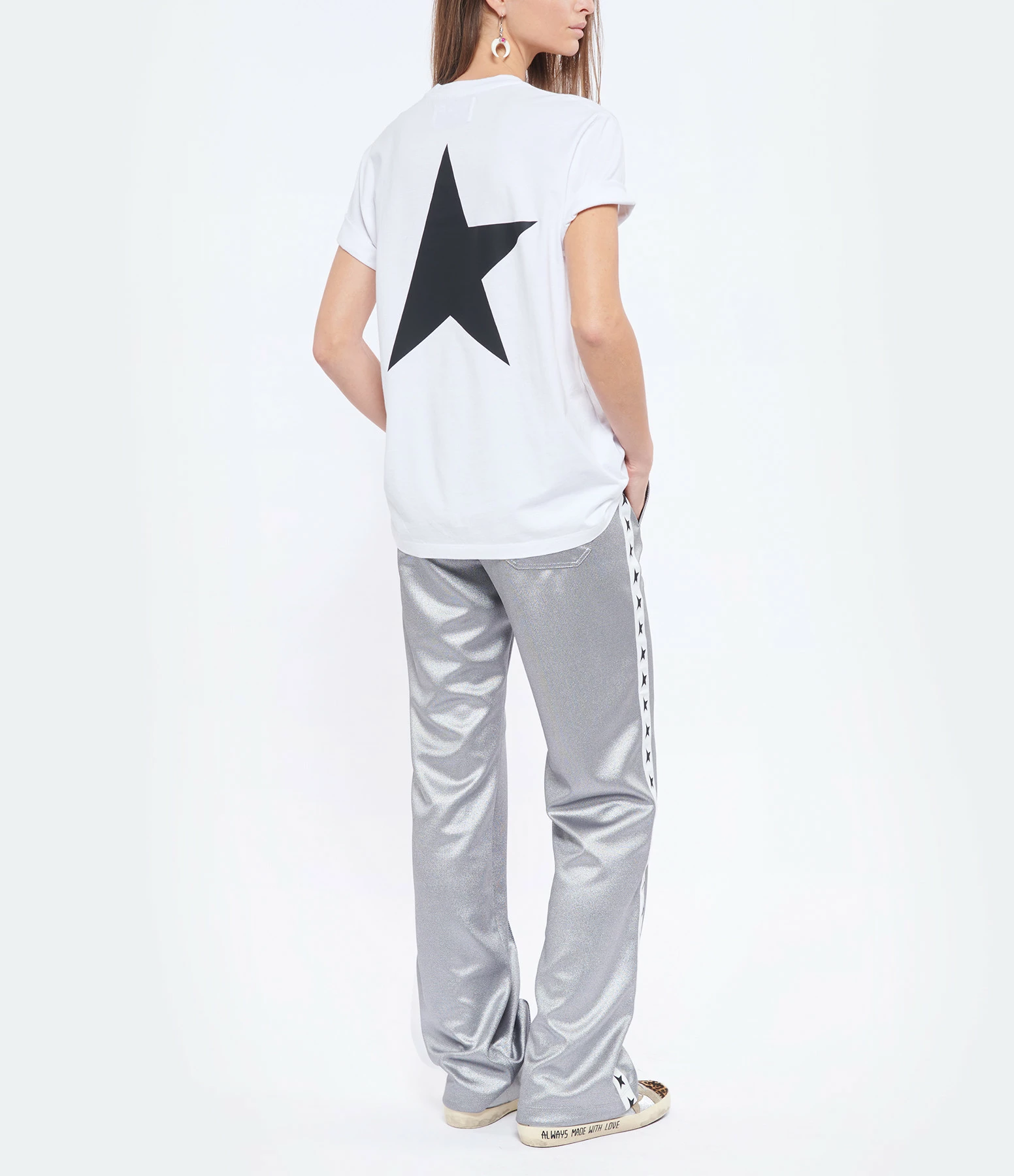GOLDEN GOOSE Tee-shirt Big Star Coton Blanc Noir 8 GOLDEN GOOSE Tee-shirt Big Star Coton Blanc Noir – Image 6