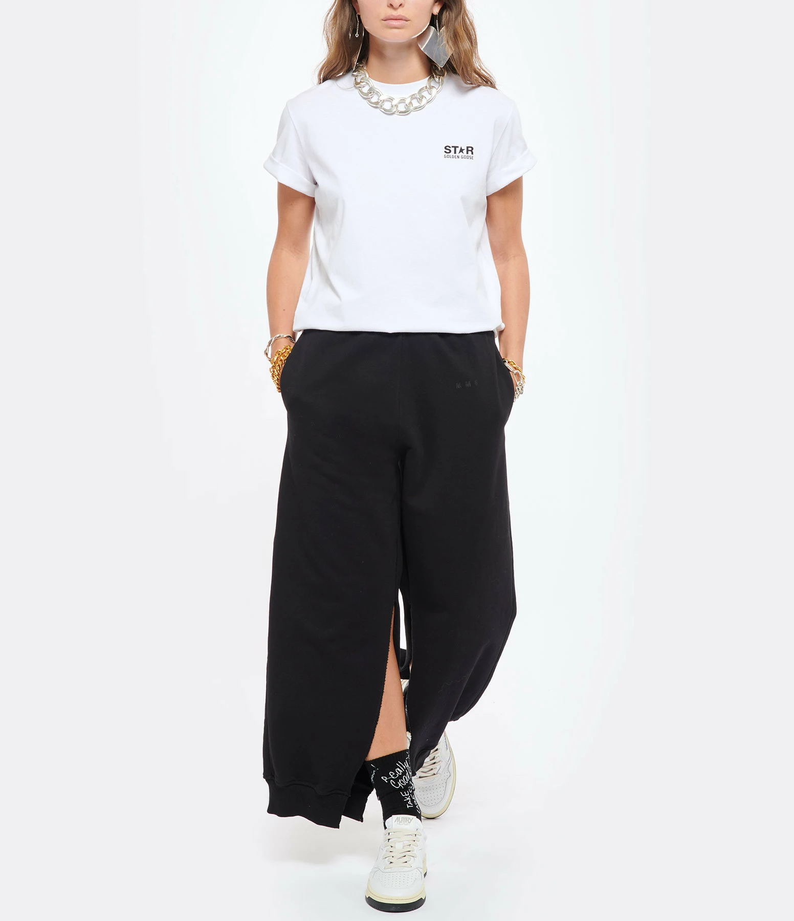 GOLDEN GOOSE Tee-shirt Big Star Coton Blanc Noir 9 GOLDEN GOOSE Tee-shirt Big Star Coton Blanc Noir – Image 7