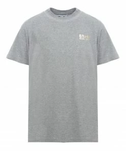 GOLDEN GOOSE Tee-shirt Big Star Coton Gris Doré