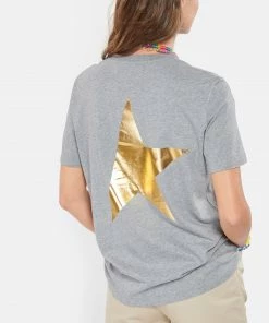 GOLDEN GOOSE Tee-shirt Big Star Coton Gris Doré -Boutique MAJESTIC FILATURES unnamed file 4136