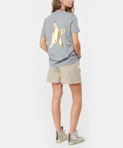 GOLDEN GOOSE Tee-shirt Big Star Coton Gris Doré -Boutique MAJESTIC FILATURES unnamed file 4138
