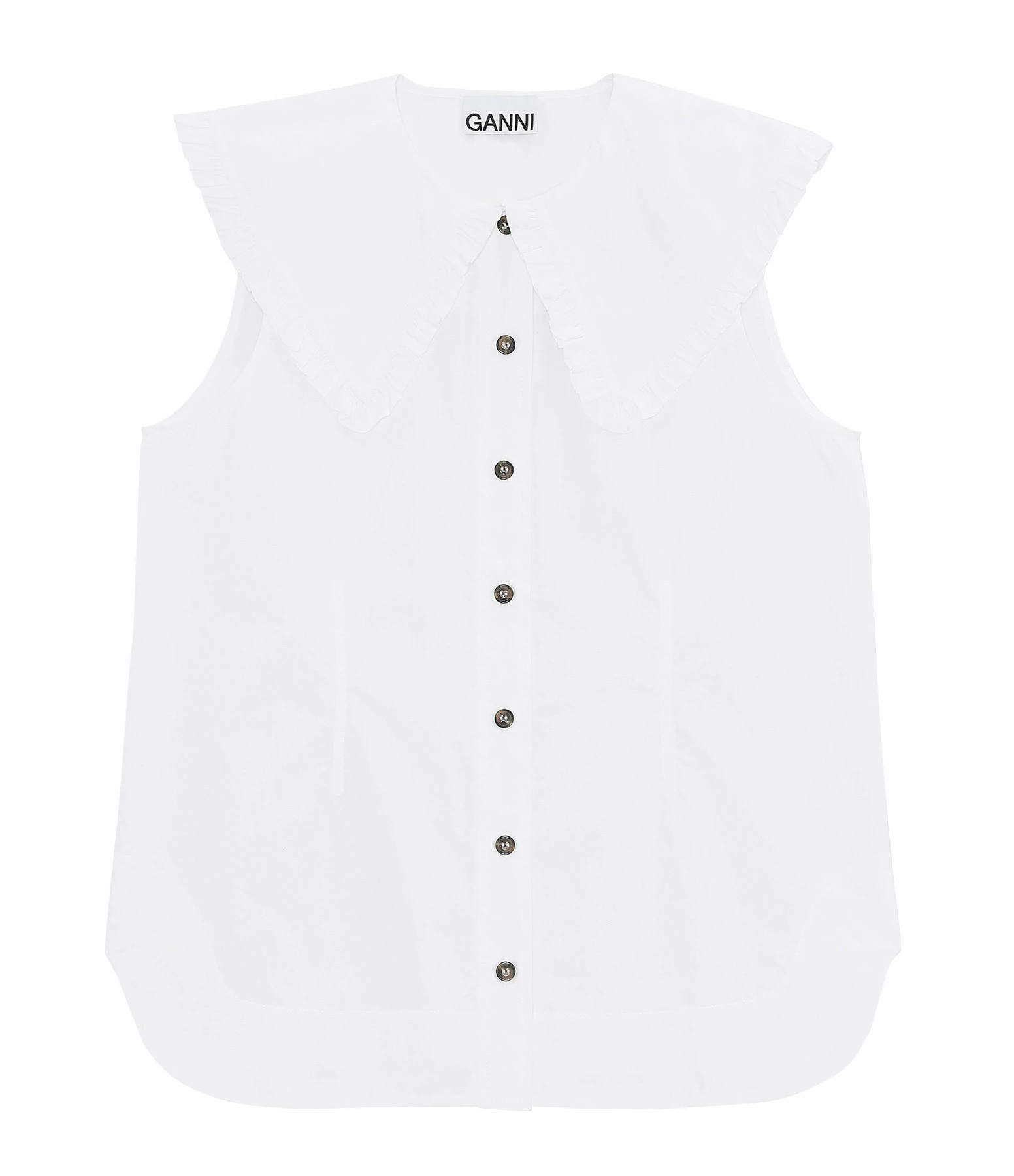 GANNI Top Coton Popeline Blanc 3 GANNI Top Coton Popeline Blanc