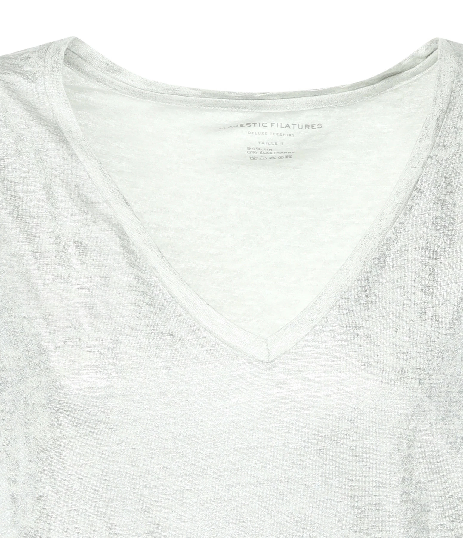 MAJESTIC FILATURES Tee-shirt Col V Lin Argenté 4 MAJESTIC FILATURES Tee-shirt Col V Lin Argenté – Image 2