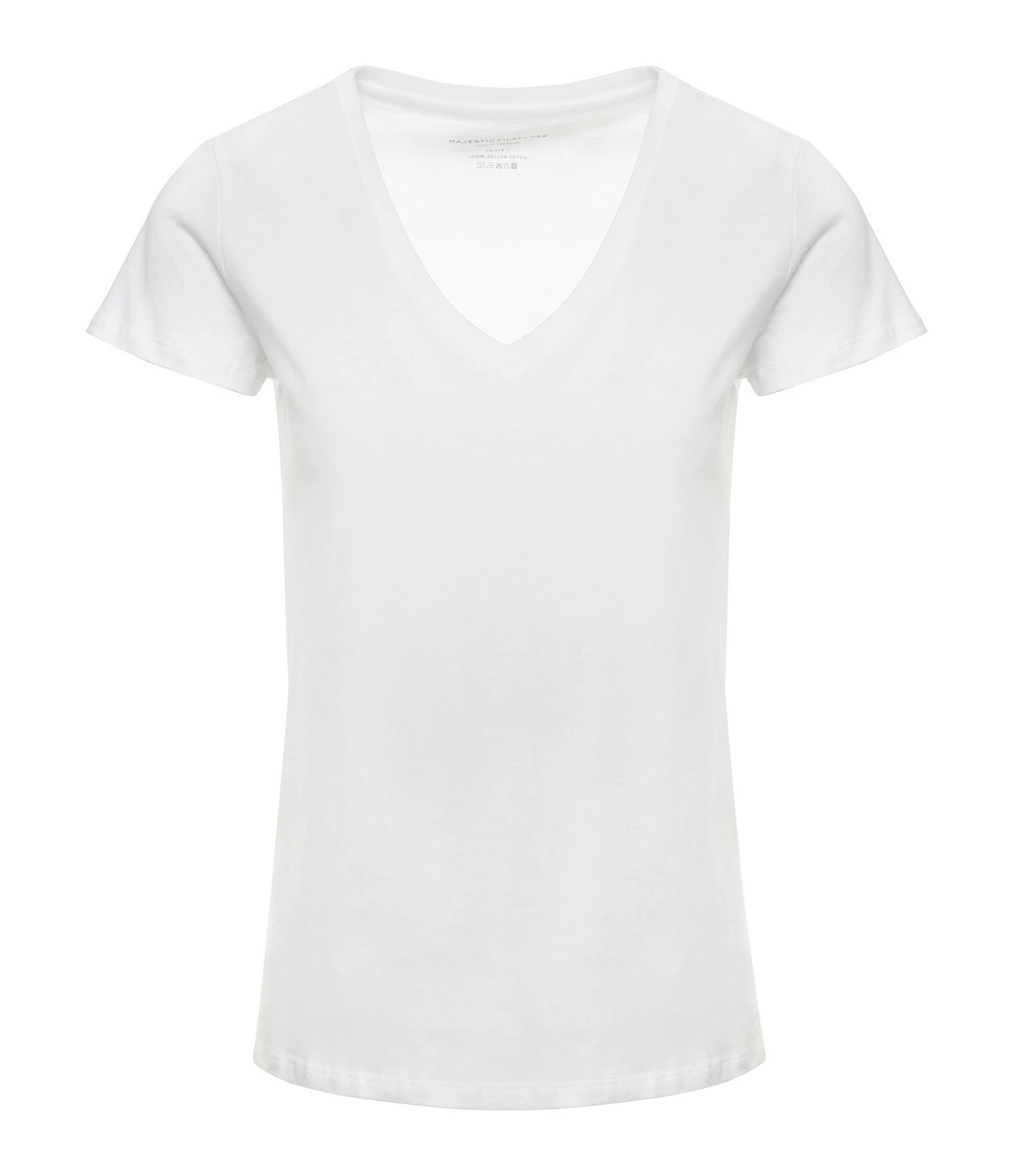 MAJESTIC FILATURES Tee-shirt Julia Col V Coton Blanc 3 MAJESTIC FILATURES Tee-shirt Julia Col V Coton Blanc