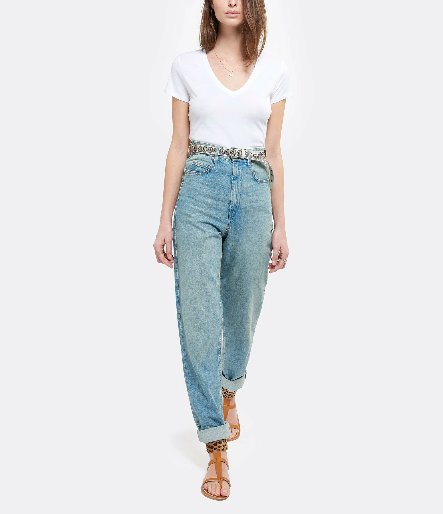 MAJESTIC FILATURES Tee-shirt Julia Col V Coton Blanc 6 MAJESTIC FILATURES Tee-shirt Julia Col V Coton Blanc – Image 4