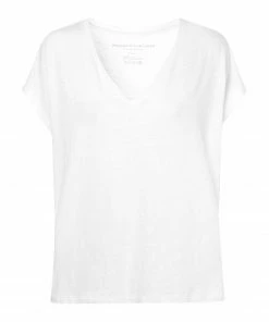 MAJESTIC FILATURES Tee-shirt Col V Lin Blanc