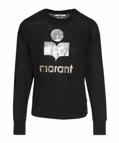 ISABEL MARANT ÉTOILE Tee-shirt Klowia Lin Noir Argenté Rose
