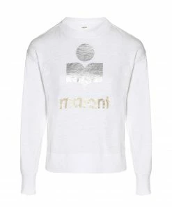 ISABEL MARANT ÉTOILE Tee-shirt Klowia Lin Blanc Argenté Doré