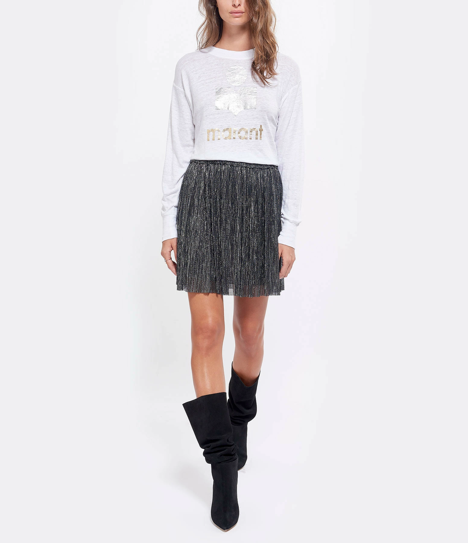 ISABEL MARANT ÉTOILE Tee-shirt Klowia Lin Blanc Argenté Doré 5 ISABEL MARANT ÉTOILE Tee-shirt Klowia Lin Blanc Argenté Doré – Image 3