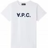 A.P.C. Tee-shirt Coton Blanc Bleu Marine -Boutique MAJESTIC FILATURES unnamed file 4243
