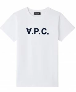 A.P.C. Tee-shirt Coton Blanc Bleu Marine