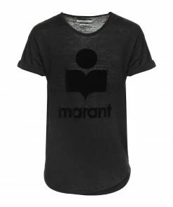 Boutique MAJESTIC FILATURES 40 ISABEL MARANT ÉTOILE Tee-shirt Koldi Logo Lin Noir