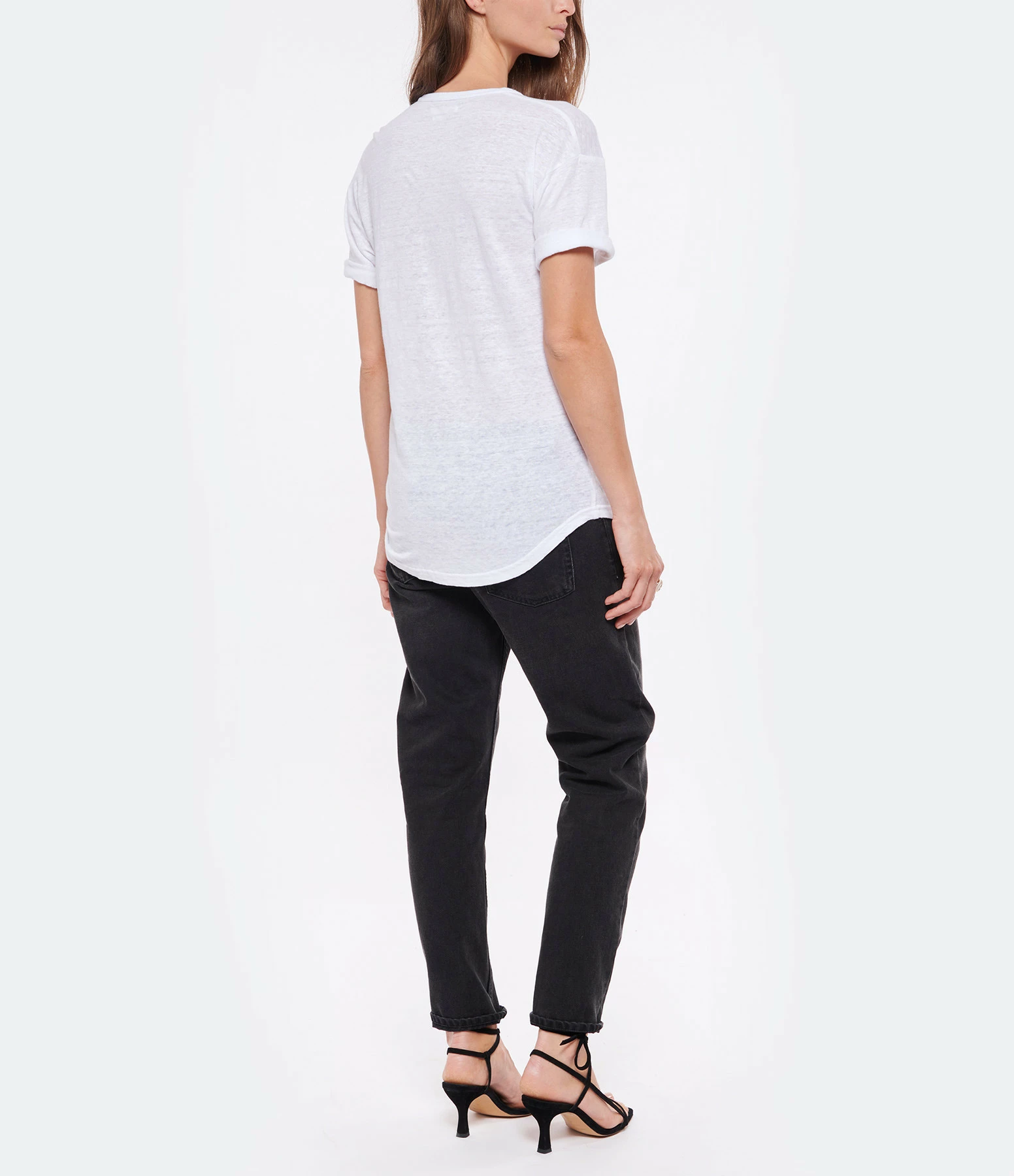 ISABEL MARANT ÉTOILE Tee-shirt Koldi Lin Blanc Noir 7 ISABEL MARANT ÉTOILE Tee-shirt Koldi Lin Blanc Noir – Image 5