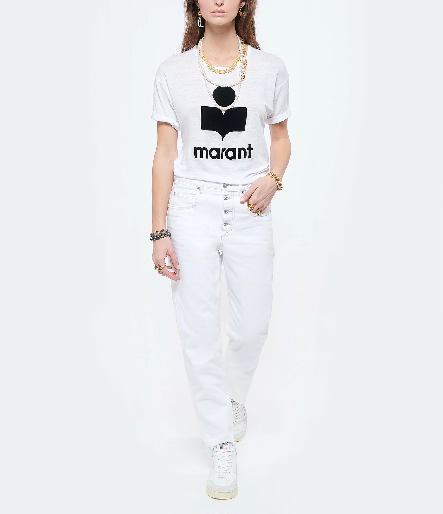 ISABEL MARANT ÉTOILE Tee-shirt Koldi Lin Blanc Noir 8 ISABEL MARANT ÉTOILE Tee-shirt Koldi Lin Blanc Noir – Image 6