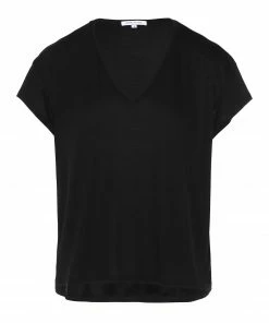 Boutique MAJESTIC FILATURES 32 JEANNE VOULAND Tee-shirt Bacha Col V Lyocell Noir