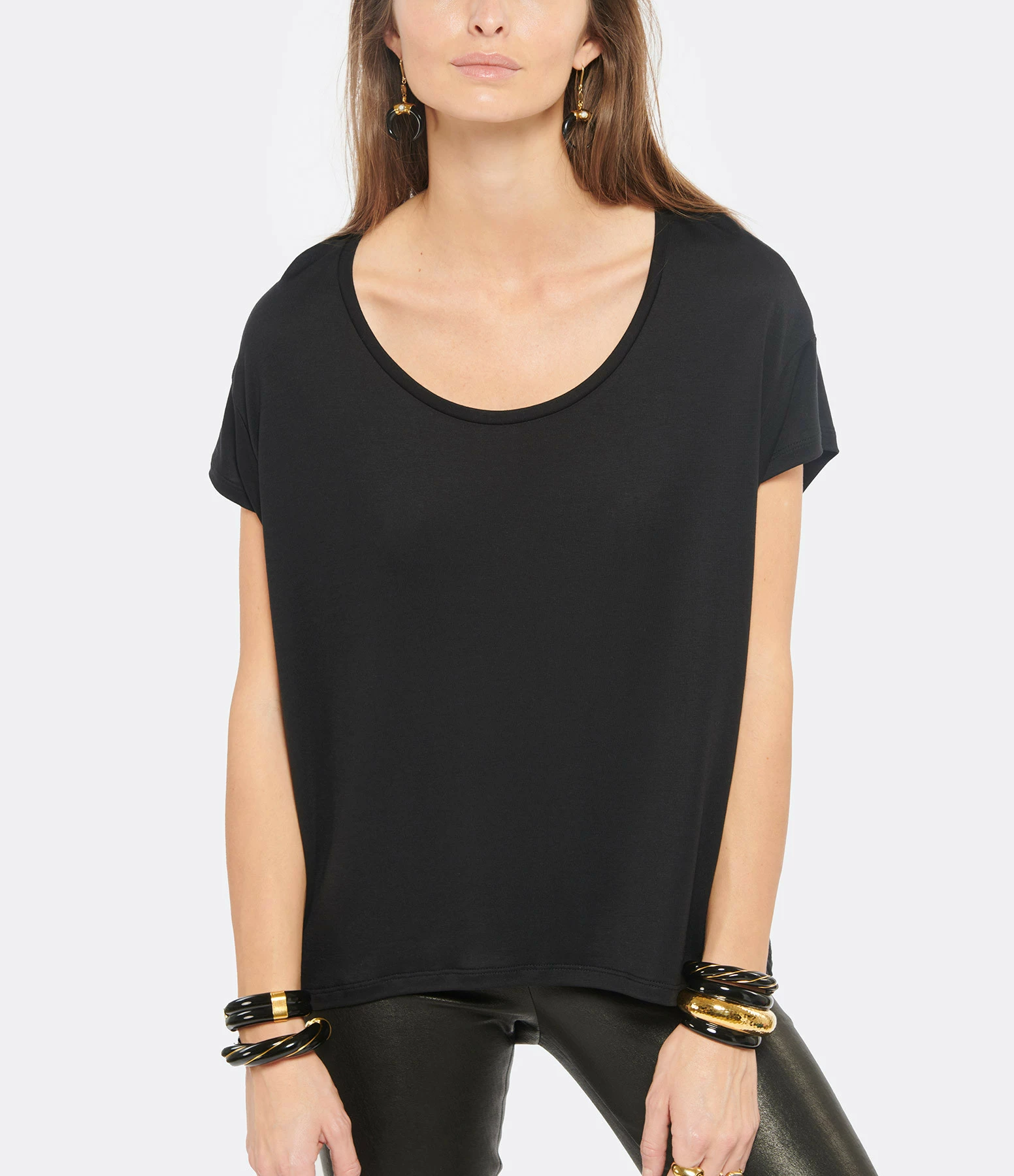 JEANNE VOULAND Tee-shirt Bach Col Rond Lyocell Noir 5 JEANNE VOULAND Tee-shirt Bach Col Rond Lyocell Noir – Image 3