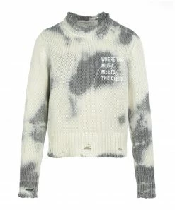 GOLDEN GOOSE Sweatshirt Coton Tie & Dye Blanc Gris