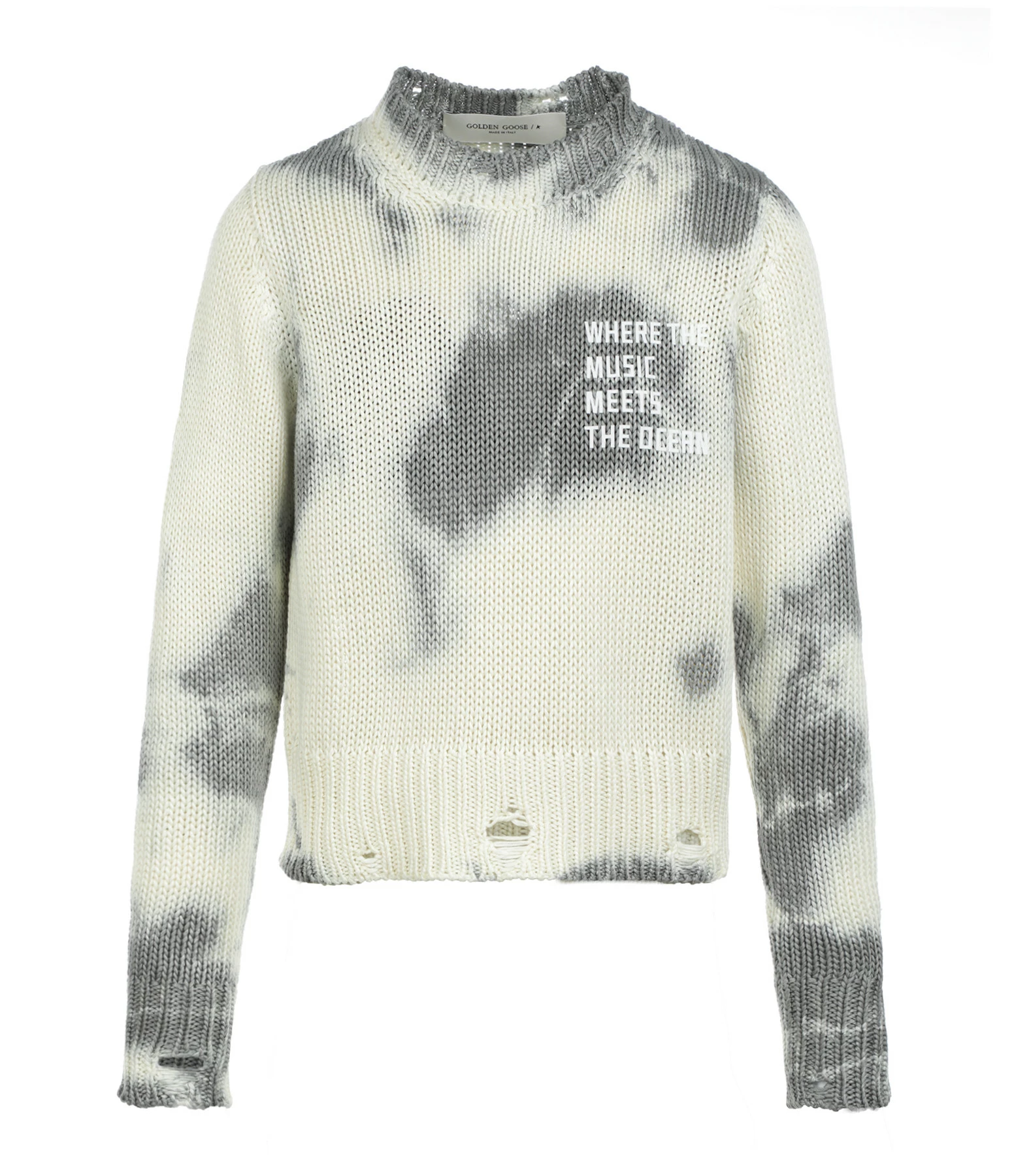 GOLDEN GOOSE Sweatshirt Coton Tie & Dye Blanc Gris 3 GOLDEN GOOSE Sweatshirt Coton Tie & Dye Blanc Gris
